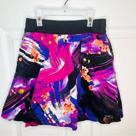 2 Hip by Wrapper Vibrant Abstract A-Line Mini Skirt Pink Black Girls 8 - Picture 3 of 11
